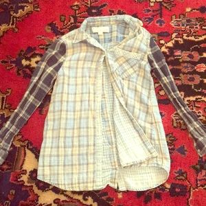 Plaid mismatch button down